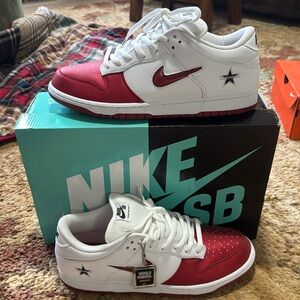 Nike SB Dunk Low Supreme Jewel Swoosh Red, Size 13, worn once
$185